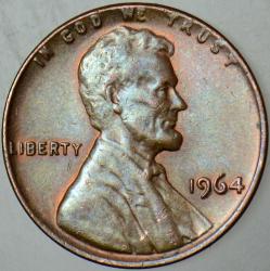 AMERİKA BİRLEŞİK DEVLETLERİ 1 CENT 1964 LINCOLN MEMORIAL CENT. 19 mm ÇİLALTI.
