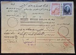1926 LONDRA SERİSİ 200 KURUŞ PULLU, SAMSUN VARIŞ DAMGALI, OSMANLI PAKET POSTALARINA MAHSUS  *** KESİKSİZ *** 215 KURUŞLUK VARAKA