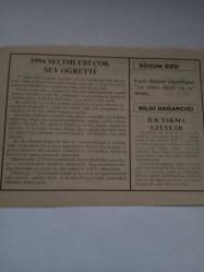 27 Mart 1995-Orijinal Takvim Yaprağı-Doğum Günü-Söz,Nişan,Nikâh,Düğün ve Önemli Günler Hediyesi-Fatih Hak ve Hizmet Vakfı-Ayet/Hadis(Ankebut:6)-1994 Seçimleri Çok Şey Öğretti-Sözün Özü-İlk Takma Uzuvlar