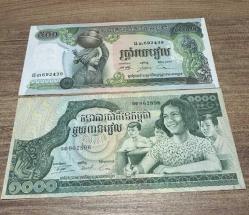 Eski Kamboçya Parası 500 Riels ve 1000 Riels