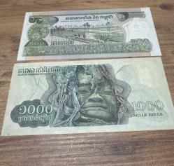 Eski Kamboçya Parası 500 Riels ve 1000 Riels