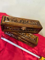 2 adet ahşap kutu, marküteri