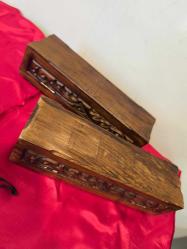 2 adet ahşap kutu, marküteri