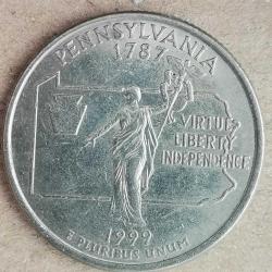 AMERİKA  1999 D    25 CENT  ÇEYREK DOLAR  HATIRA  50 Eyalet Çeyreklikleri - Pensilvanya
