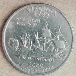 AMERİKA  2000  D    25 CENT  ÇEYREK DOLAR  HATIRA  50 Eyalet Çeyreklikleri -  VIRGINIA