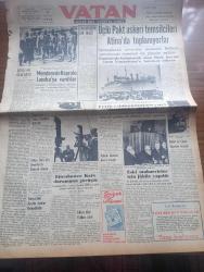 Vatan Gazetesi - Turkish Newspaper - 31 Mayıs 1953 - böyle mi olacaktı yazdan Ahmet Emin Yalman Başmakale - Adnan menderes'te Fuat Köprülü Londra'ya vardılar fotoğraf - Üçlü pakt askeri temsilcileri atinada toplanıyorlar - Tarsus vapuru hareket etti fotoğraf - cumhurbaşkanı Celal Bayar Kore'ye gidecek değiştirme birliğinin tatbikatında fotoğraf - Hilton oteli için Amerika'ya gidecek olanlar - Bahar ve çiçek bayramı başladı - Gülhane parkına giren çiçekli bir araba fotoğraf - fetih yıldönümünün yurt dışındaki akisleri - eski muharrirler için jübile yapıldı yapıldı fotoğraf - Kadınlar tekkesi yazan Refik Halit Karay Yazı Dizisi - Fatih ve vicdan hürriyeti yazan avukat Mustafa Emil Elöve - Türkiye İş Bankası Nişantaşı ajansı açılışı fotoğraf - İstanbul kapılarında fethin büyük tarihi romanı yazan Feridun Fazıl Tülbentçi Yazı Dizisi - Afyon fiyatları kararlaştırıldı - İstanbul Ankara İzmir Radyosu Programı -  Şehir Tiyatrosu Ankara dram kısmında Konsolos - Atlas sineması ters yüz oyunu