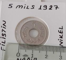 1927 FİLİSTİN 5 MILS ORİJİNAL MADENİ PARASI ÇİL D3RRR1 ORİJİNALİ PEK ÇIKMAZ