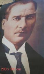 ATATÜRK Bez Poster 200 Cm x 300 Cm (Kalın Parlak Kumaş ) + 10 Mt İp