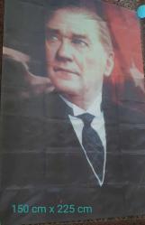 ATATÜRK Bez Poster 150 Cm x 225 Cm (Parlak Kalın Kumaş )     + 8 Mt İp