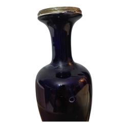 Fransa Menşei Liberty Kobalt Mavi Cam Vazo - Orijinal Bronz