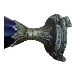 Fransa Menşei Liberty Kobalt Mavi Cam Vazo - Orijinal Bronz