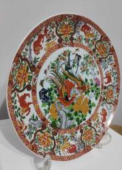 Çin Damgalı Sülün Kuşu Detaylı El Yapımı Porselen Tabak