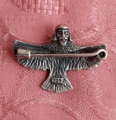 925 Ayar Gümüş Native American Kachina Thunderbird Broş 1970