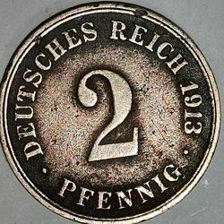 ALMANYA  1913  D    2   PFENNIG