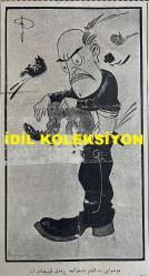 Osmanlıca Akbaba Mizah Dergisi-Gazetesi, Orijinal Dönem Basım, (Ottoman Magazine-Newspaper) - 23 Haziran 1924 - Sayı: 162 - Rumi: 23 Haziran 1340 - Hicri: 22 Zilkade 1342 - Karikatürist Ramiz Gökçe'nin Mussolini Temalı Çalışması: 