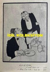 Osmanlıca Akbaba Mizah Dergisi-Gazetesi, Orijinal Dönem Basım, (Ottoman Magazine-Newspaper) - 23 Haziran 1924 - Sayı: 162 - Rumi: 23 Haziran 1340 - Hicri: 22 Zilkade 1342 - Karikatürist Ramiz Gökçe'nin Mussolini Temalı Çalışması: 