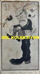 Osmanlıca Akbaba Mizah Dergisi-Gazetesi, Orijinal Dönem Basım, (Ottoman Magazine-Newspaper) - 23 Haziran 1924 - Sayı: 162 - Rumi: 23 Haziran 1340 - Hicri: 22 Zilkade 1342 - Karikatürist Ramiz Gökçe'nin Mussolini Temalı Çalışması: 