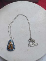 Kolye kuvars , ametist taşlı 925 ayar gümüş kolye