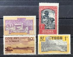 FRANSA SÖMÜRGE PULLARI 4 ADET DAMGASIZ p349a