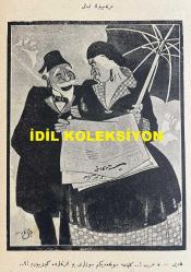 Osmanlıca Akbaba Mizah Dergisi-Gazetesi, Orijinal Dönem Basım, (Ottoman Magazine-Newspaper) - 14 Temmuz 1924 - Sayı: 168 - Rumi: 14 Temmuz 1340 - Hicri: 11 Zilhicce 1342 - Karikatürist Ramiz Gökçe'nin Çalışması: 