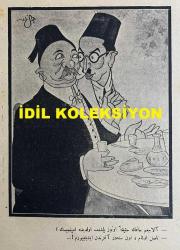 Osmanlıca Akbaba Mizah Dergisi-Gazetesi, Orijinal Dönem Basım, (Ottoman Magazine-Newspaper) - 14 Temmuz 1924 - Sayı: 168 - Rumi: 14 Temmuz 1340 - Hicri: 11 Zilhicce 1342 - Karikatürist Ramiz Gökçe'nin Çalışması: 