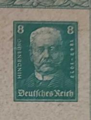 Almanya 1927 Reich Hindenburg'un Doğum Günü Hindenburg'un el yazısı baskılı damgasız nadir