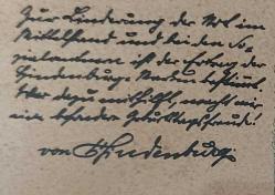 Almanya 1927 Reich Hindenburg'un Doğum Günü Hindenburg'un el yazısı baskılı damgasız nadir