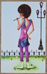 1980'ler Çizim Kartpostal, Arkası Yazılı