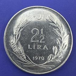 2.5 Lira 1970. Saban Kılıçtan Üstündür. FAO 2 1/2.