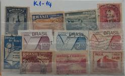 BREZİLYA DAMGALI  PUL LOTU KARTELADA NO: K1-14 Güney Amerika eski pullar Brasil