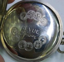 İSVİÇRE REVUE MARKA ORİJİNAL ANTİK KURMALI MUHTEŞEM BAKIMLI BEYAZ KADRAN AKTİF CEP SAATİ AA1EEE1 NADİR