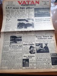 Vatan Gazetesi - Turkish Newspaper - 1 Ağustos 1954 - İleriye doğru bir adım yazan Ahmet Emin Yalman Başmakale - Cumhuriyet Halk Partisi nereye doğru gidiyor - Niagara şelalesinde çöküntü fotoğraf - Başbakan Adnan Menderes'in basın Konferansı - Ankara'da Çiftlik Yolu civarında derede serinleyen leylekler fotoğraf - Fransa Tunus'a dün muhtariyet verdi - donanmamızın kruvazöre kavuşmasını millet istiyor - güneydoğu Asya savunma görüşmeleri 6 Eylül'de başlıyor - Kemal Ragıp faciası - Osmanlı tarihinden sayfalar yazan Feridun Fazıl Tülbentçi Yazı Dizisi - General Ali Fuat Cebesoy'un siyasi hatıraları Yazı Dizisi - Türkiye İş Bankası - Mısır ihtilalinin felsefesi yazan Cemal Abdül Nasır Yazı Dizisi - Milli Piyango Dün çekildi - İstanbul radyosu yayını 1,5  saat uzatıldı - Film Yıldızı Nevin Aypar puro tuvalet sabunu kullanıyor - Ankara İzmir Teknik Üniversite radyo programı - Altın Evler İnşaat Kolektif - İzmir civarında iki büyük orman yangını çıktı - Isparta halı fiyatları yükseldi