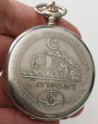 İSVİÇRE CORTEBERT MARKA ORİJİNAL ANTİK KURMALI MUHTEŞEM BAKIMLI BEYAZ MAKİNA KÖSTEKLİ CEP SAATİ CCC1RRR1 PEK ÇIKMAZ