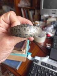 Üzerinde Osmanlıca Yadigar yazılı  Osmanlı dönemi savatlı gümüş Bilezik