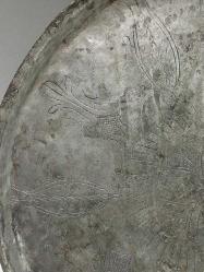 Antika Nadir Kalem İşçilikli Osmanlı Bronz Tepsi