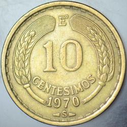 ŞİLİ 10 CENTESİMO 1970 AND KONDORU TEMALI. 27,17 mm