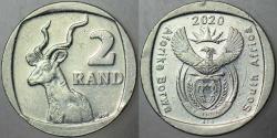 GÜNEY AFRİKA CUMHURİYETİ 2 RAND 2020 BÜYÜK KUDU ANTİLOBU TEMALI.