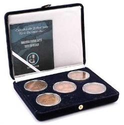 2015 Çanakkale Zaferi'nde Türk Donanması Özel Tam Takım Bronz Hatıra Para Seti, Osmanlı Devlet Armalı Özel Kutusunda Sertifikalı 23,33 gr.