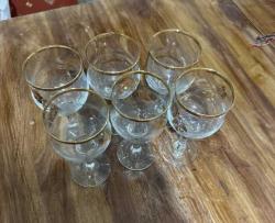 Bohemia Kristal kadehler.El yapımı, çiçekli altın yaldızlı..