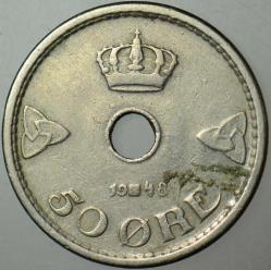 NORVEÇ 50 ÖRE 1948.
