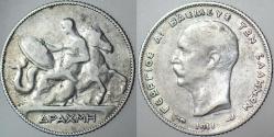 YUNANİSTAN 1 DRAHMİ 1911 GÜMÜŞ. 4,95 gr.