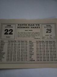 22 Ağustos 1995-Orijinal Takvim Yaprağı-Doğum Günü-Söz,Nişan,Nikâh,Düğün ve Önemli Günler Hediyesi-Fatih Hak ve Hizmet Vakfı-Ayet/Hadis(Ankebût:8)-Şeker Hastaları İçin Yeni Umut-Knulp-Bilginiz Olsun