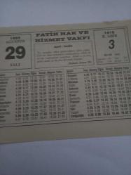 29 Ağustos 1995-Orijinal Takvim Yaprağı-Doğum Günü-Söz,Nişan,Nikâh,Düğün ve Önemli Günler Hediyesi-Fatih Hak ve Hizmet Vakfı-Ayet/Hadis(Buhari,İman:29)-Ağustos Zaferleri-Süleyman Demirel-Salatalık ve Et