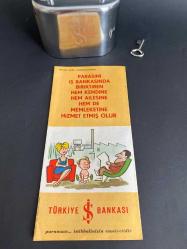 İŞ BANKASI KUMBARA ANAHTARLI VE TANITIM BROŞÜRÜ NADİR KOLEKSİYONLUK