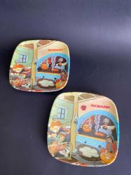 AKBANK TABAK MELAMİN İKİ ADET ANADOLU KÜLTÜR SERİSİ TABAK