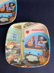 AKBANK TABAK MELAMİN İKİ ADET ANADOLU KÜLTÜR SERİSİ TABAK