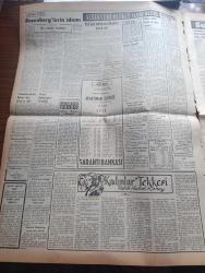 Vatan Gazetesi - Turkish Newspaper - 28 Haziran 1953 - azami neticeler yazan Ahmet Emin Yalman Başmakale - Başbakan Adnan Menderes İzmir'de kendisini karşılayan Manisa Demokrat Parti delegeleri ile fotoğraf - Almanya'nın birleşmesi istendi - Millet Partisi kongresinde yeni ve geri zihniye çarpıştı fotoğraf - ekonomist dergisi Üçlü Balkan paktını övüyor - İsveç Naboland süvarisi kaptanı Oscar Lorentzon için yardımcı gönderiyor - Kore'de şehit düşen 49 erimizin adları - Kore'de komünistler 72 bin kişi ile taarruza geçtiler - CHP'de İsmet İnönü Genel başkanlığa genel sekreterliği Kasım Gülek seçildi fotoğraf - kadınlar tekkesi yazan Refik Halit Karay Yazı Dizisi - Rosenbergler'in idamı yazan Doktor Sahir Erman - Mau Mau'lara karşı harekete geçildi - İstanbul kapılarında fethin büyük tarihi romanı yazan Feridun Fazıl Tülbentçi Yazı Dizisi - İstanbul sinema tiyatro programı - Kıbrıs meselesinde sovyetlerin tavrı - İstanbul Ankara İzmir Teknik Üniversite radyo programı - Cennet Somyeleri