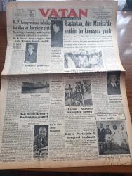 Vatan Gazetesi - Turkish Newspaper - 29 Haziran 1953 - Kasım Gülek meselesi yazan Ahmet Emin Yalman Başmakale - Millet Partisi kongresinde inkılap taraftarları harekete geçti - Millet Partisi genel başkanlığına 388 oyla Mustafa Kentli seçildi - Başbakan Adnan Menderes Dün Manisa'da mühim bir konuşma yaptı fotoğraf - Tarsus vapuru Akdeniz gezisinden döndü fotoğraf - Amerika ile Güney Kore arasında anlaşma oluyor - Atina'da dünkü atletizm karşılaşmaları - İstanbul Atina'yı 2 0 yendi başlama vuruşunu Belgin Doruk yaptı fotoğraf - Kadınlar tekkesi yazan Refik Halit Karay Yazı Dizisi - cağaloğlu'nda bir inşaatta tarihi madalya bulundu - Cumhurbaşkanı Celal Bayar'ın yaptığı gezinti - İstanbul kapılarında fethin büyük tarihi romanı yazan Feridun Fazıl Tülbentçi Yazı Dizisi - İstanbul sinema tiyatro programı - Amerika'dan vatana yazan Sara Ertuğrul Yazı Dizisi - Good Year Lastik - İstanbul Ankara İzmir Radyosu Programı - hacı namzetlerine kaptan Yakup vapuru - Lefter Küçükandonyadis