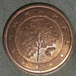 ALMANYA  2021 D   2 EURO CENT