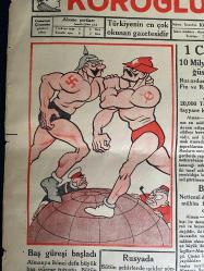 KÖROĞLU gazetesi 1941 YILI ALMAN RUS SAVAŞI KARİKATÜR NAZİ ALMANYASI DÖNEMİ